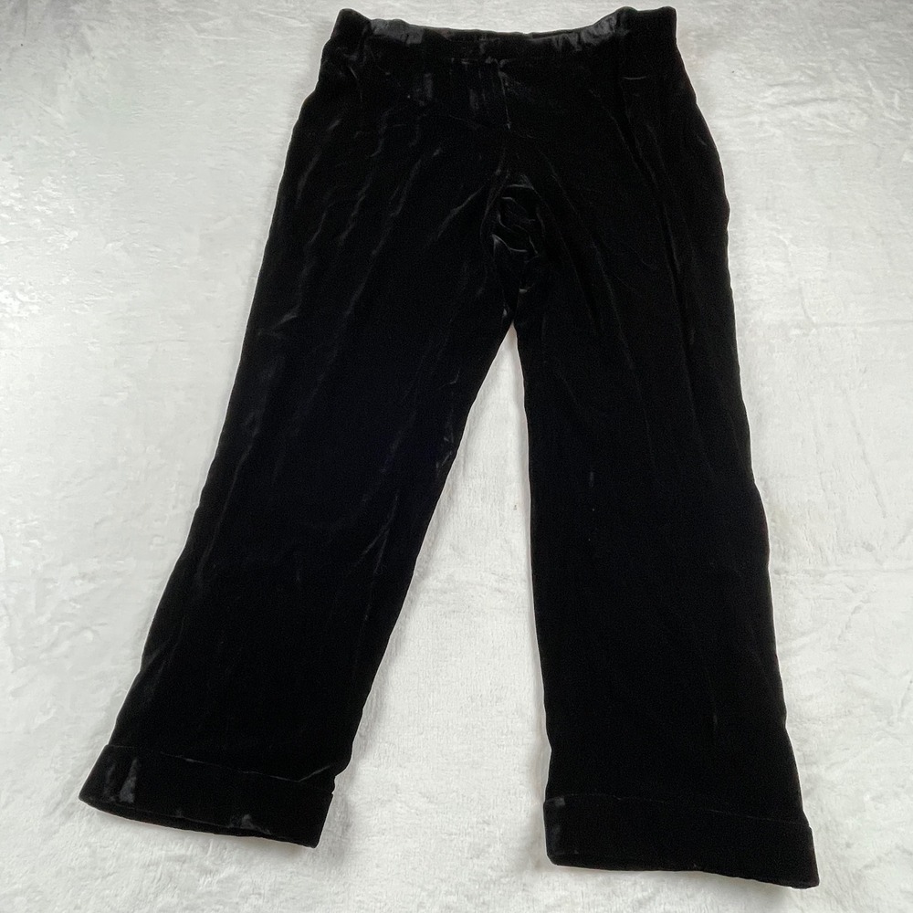 J. Jill Womens Black Rayon Silk Blend Velvet Straight Leg Trousers Size L NWT
